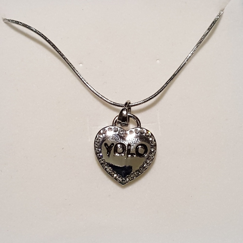 Silver "Yolo" Heart shaped Necklace